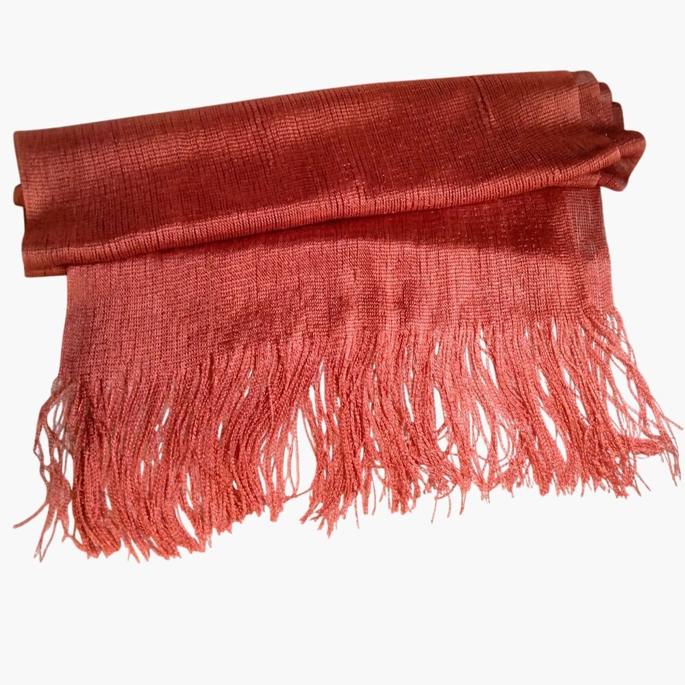 Red Metallic Fringe Scarf